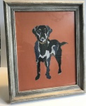Exclusive, Framed Embroidery Print  ''Labrador'' on Burnt Orange by Ema Corcoran for Hilly Horton Home